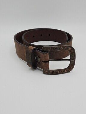 Smith + Rogue Crazy Horse Nailed Buckle Belt brown distressed leather XS